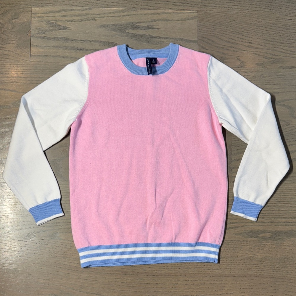 Janie and Jack Pink Sweater with White Sleeves